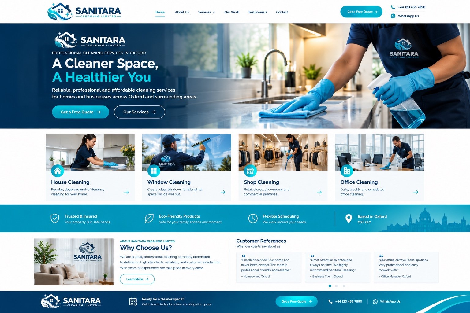 Sanitara-branded promotional house cleaning scene